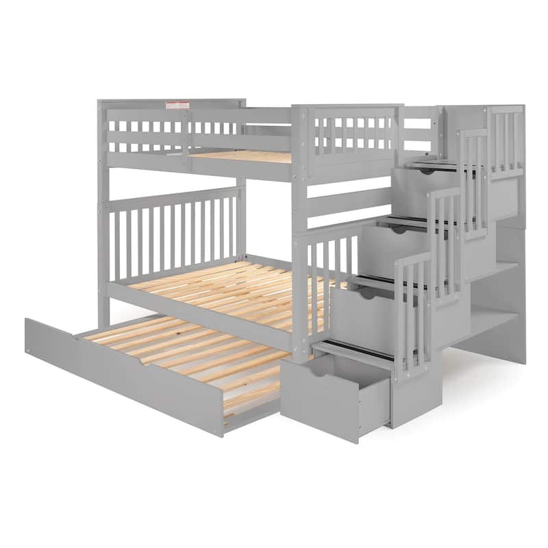 Taylor & Olive Trillium Full over Full Stairway Bunk Bed, Twin Trundle