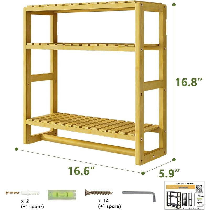Bamboo Floating Shelves Bathroom Storage 3-Tier