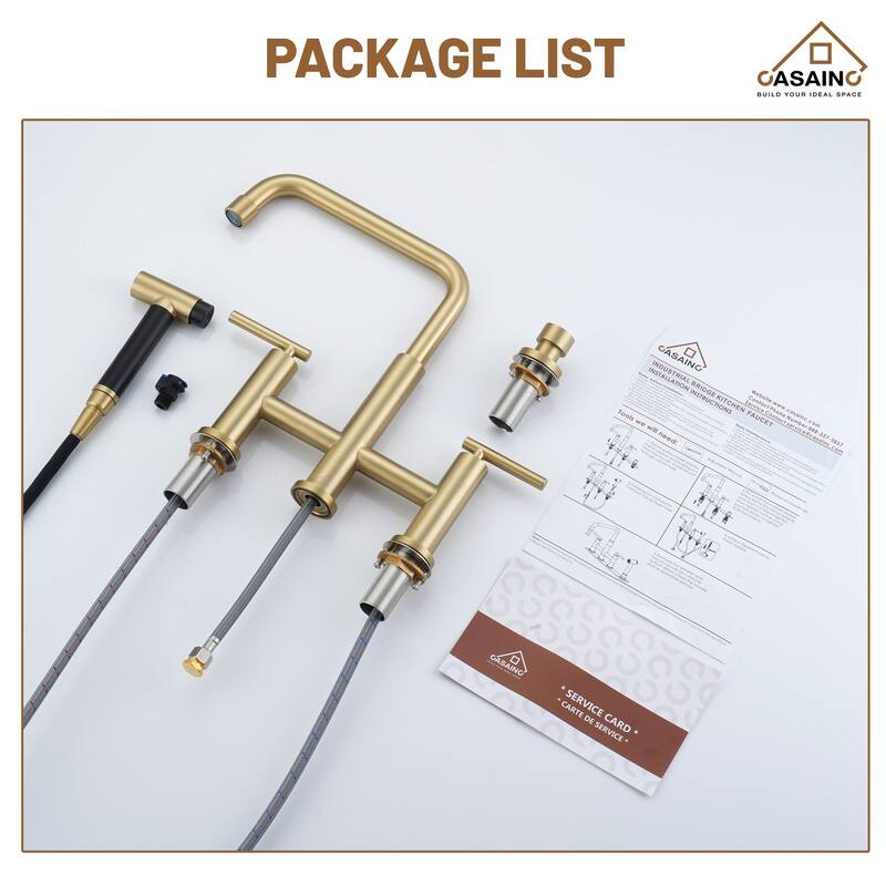 Bridge Kitchen Faucet with Pull-Out Side Sprayer