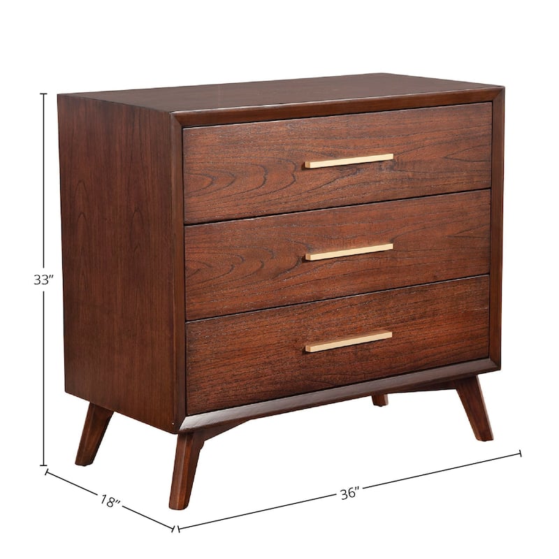 Alpine Furniture Gramercy 3 Drawer Small Wood Chest in Walnut (Brown)