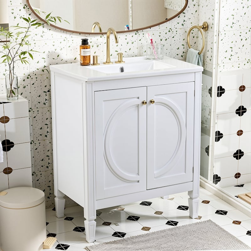 Vintage Bathroom Vanity with Ceramic Sink