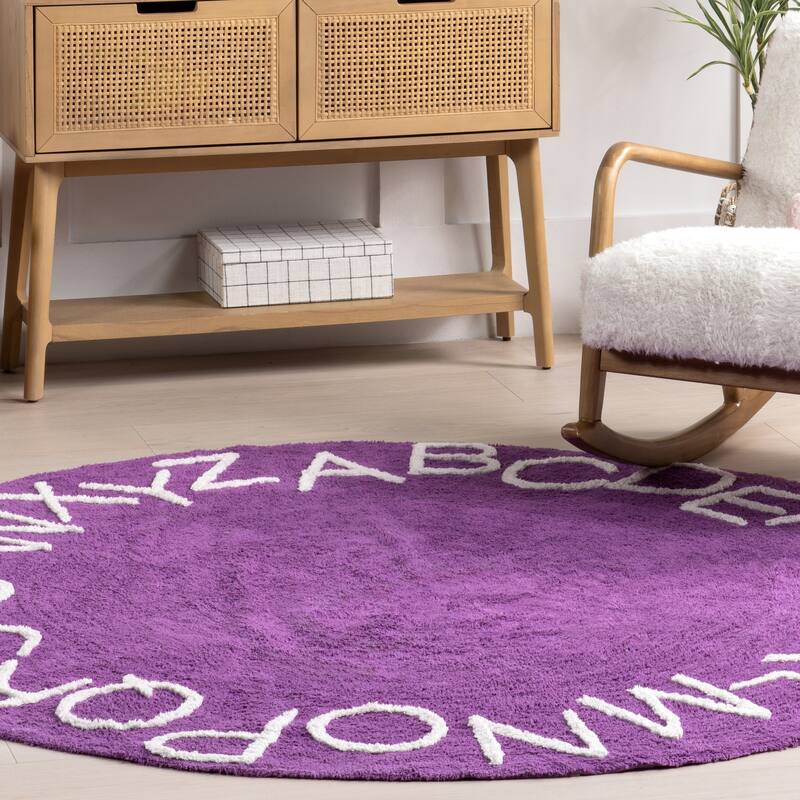 Nuloom Alphabet SpinClean Washable Round Rug