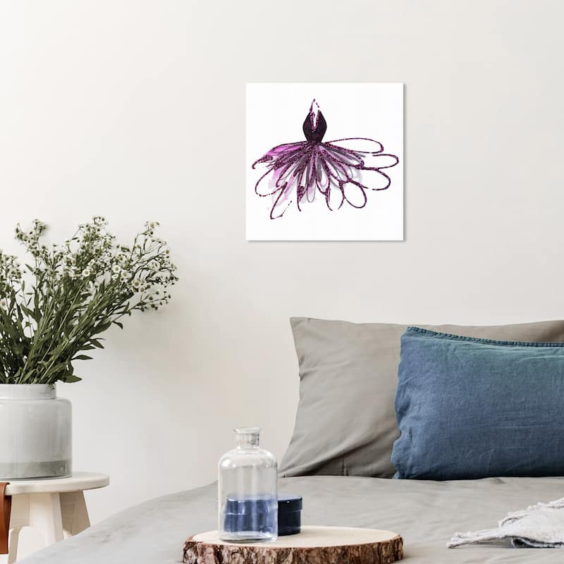 Wynwood Studio Canvas Fashion and Glam Ballet Ready Purple and Metallic Purple Glam Wall Art Canvas Print - 12 x 12