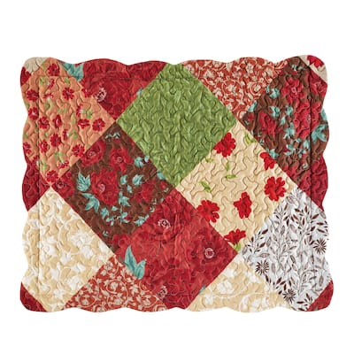 Traditional Floral Patchwork Scalloped Edge Pillow Sham