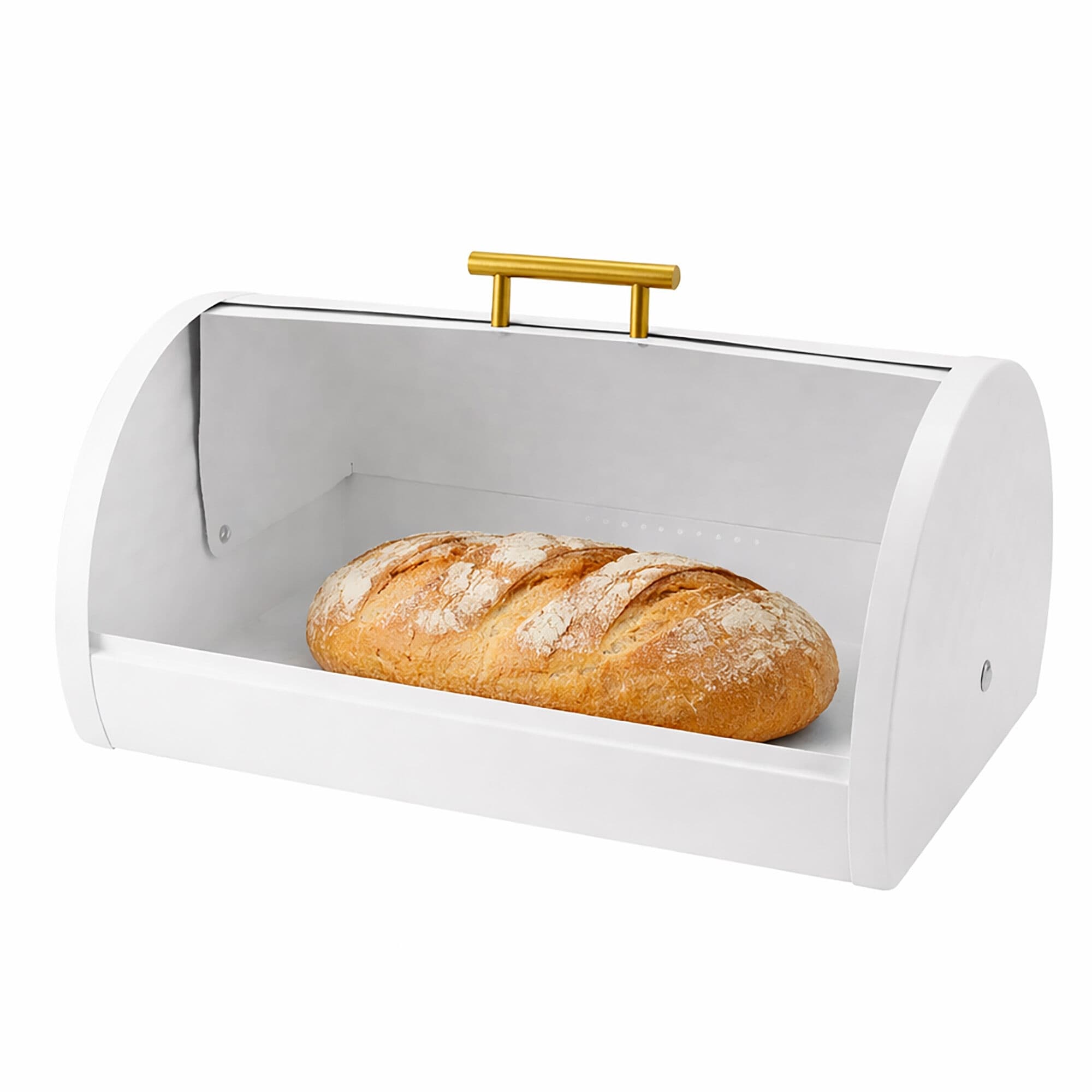 ハットBOX風オブジェ2個set(White)    ハンドメイド雑貨 HausRoland White Bread Box Set with 3 Jars - 14.8 x 10.8 x 7.1