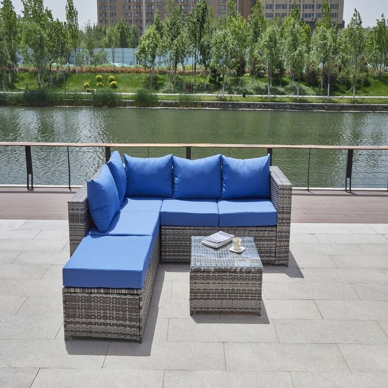 Patio Sofa Set with Cushions, All-Weather Wicker