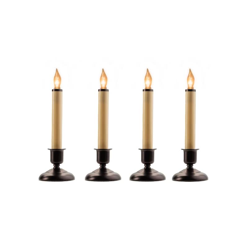 Single Light Window Candles - 9" - Beige and Brown - Set of 4