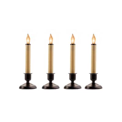 Single Light Window Candles - 9" - Beige and Brown - Set of 4