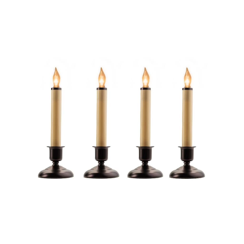 Single Light Window Candles - 9" - Beige and Brown - Set of 4