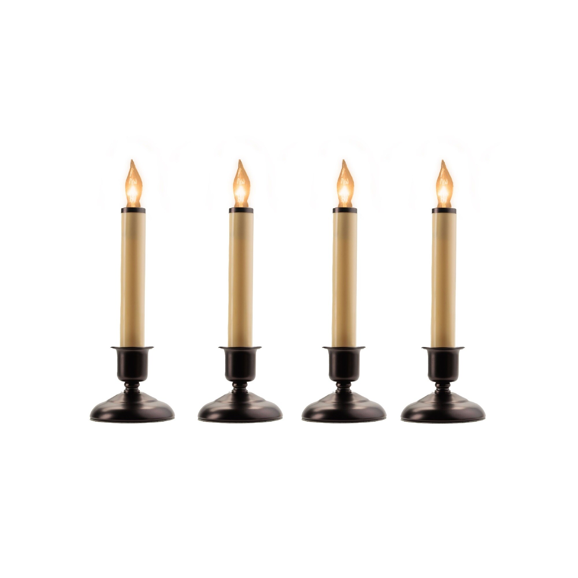 Single Light Window Candles - 9" - Beige and Brown - Set of 4