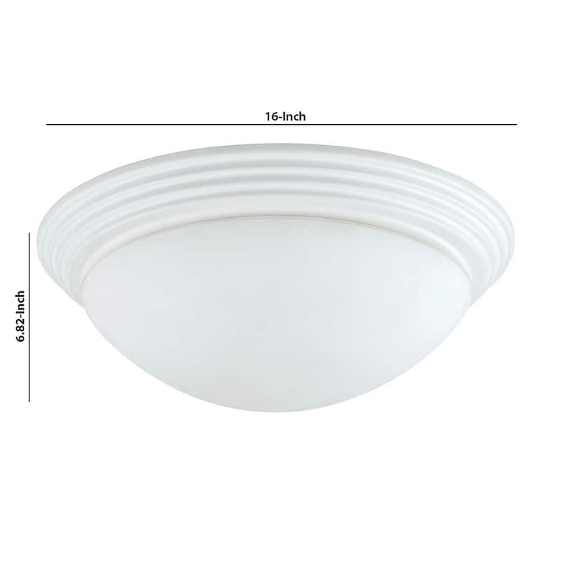 Dome Shaped Glass Ceiling Lamp with Hardwired Switch, White and Clear