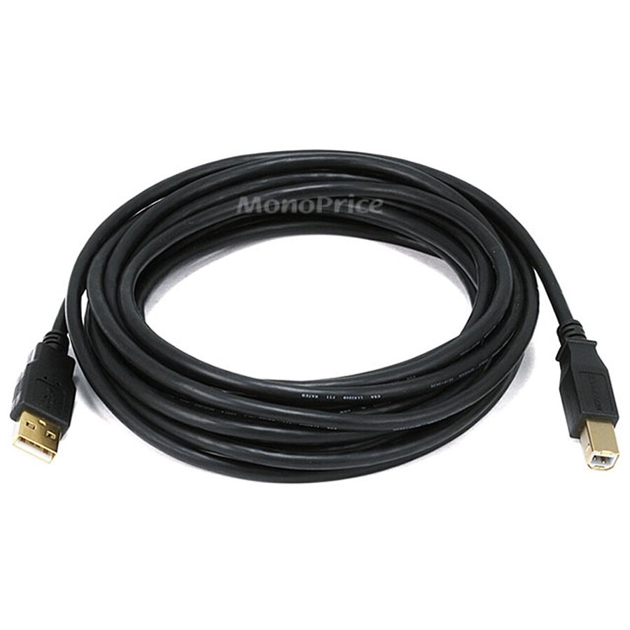 Monoprice USB Type-A to USB Type-B 2.0 Cable - 28/24AWG, Black, 15ft