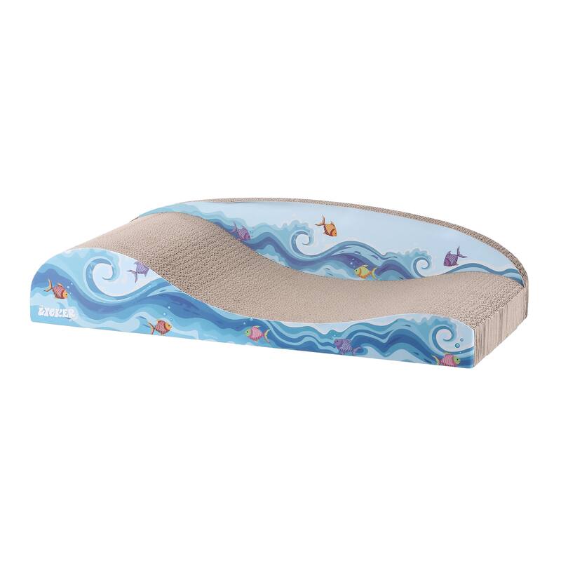 Kokomo 23.75" Coastal Cardboard Lounge Bed Cat Scratcher with Catnip, Blue