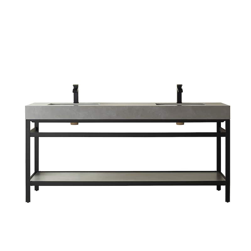 Miseno MV702572-NM Funes 72" Free Standing Double Basin Vanity Set - Matte Black / Gray - Anthracite Finish
