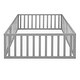 preview thumbnail 17 of 38, Safe Play Area, Full Size Wooden Floor Bed Frame with Fence and Door, Open Design Low Bed for Kids, Without Slats