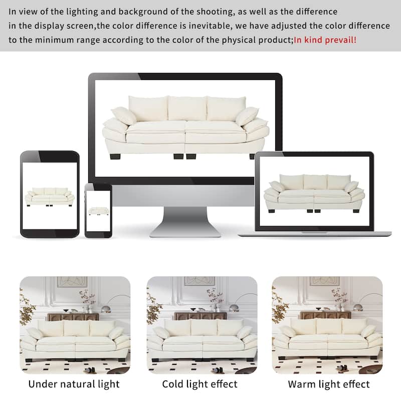 2-3 Seat Corduroy Sofa with Removable Cushions for Living Room or Guest Room