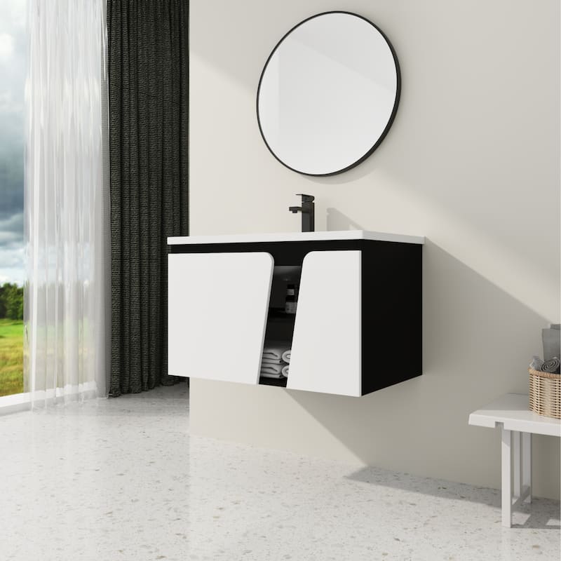 32"Floating Wall-Mounted Bathroom Vanity with Single Sink,Soft-Close Cabinet Door
