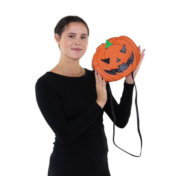 Sleepyville Critters: Pumpkin Two Faced Jack O Lantern Crossbody Bag