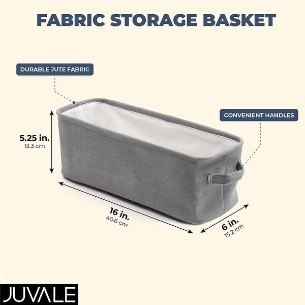 Juvale Grey Fabric Bathroom Storage Bin (16 x 6 x 5.5 Inches) Bed