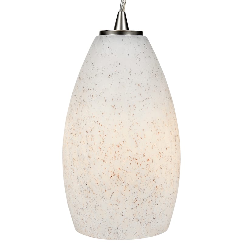 Access Lighting Champagne 1-Light Glass Pendant - Cord - Brushed Steel Finish - White Stone Glass Shade - Replaceable LED