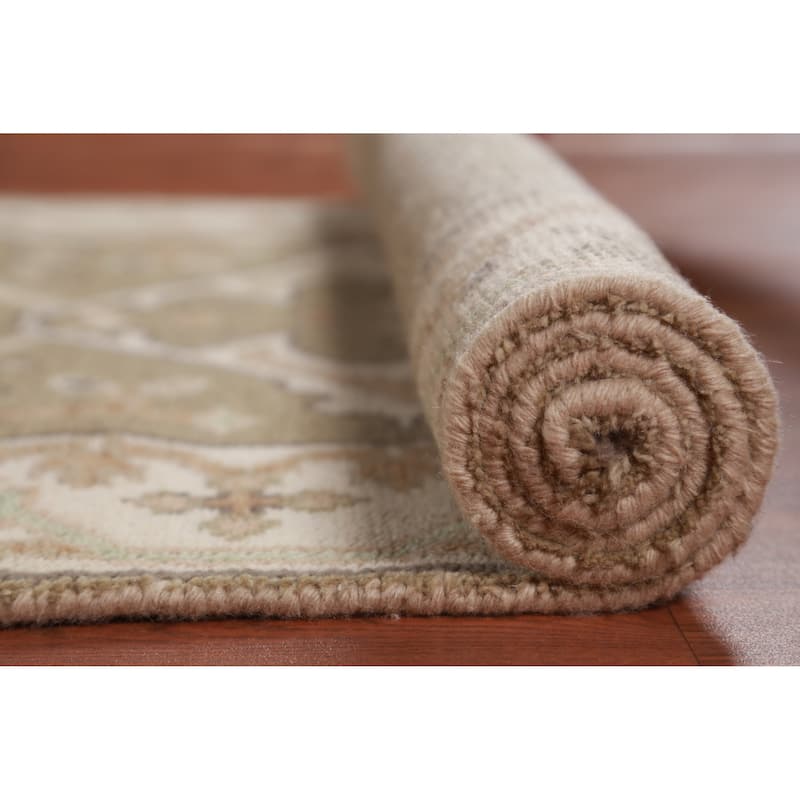 Light Brown Transitional Oushak Runner Rug Handmade Wool Carpet - 2'8" x 7'11"