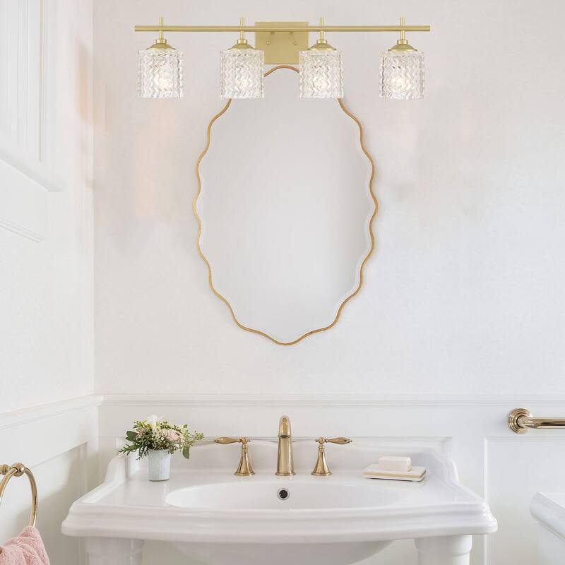 Frenia 4-light Modern Dimmable Bathroom Vanity Light with Art Glass