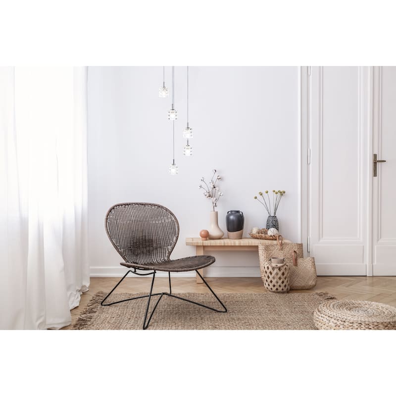 SAFAVIEH Lighting Renu Pendant - 14.5"x14.5"x42.75-79.5" - Silver/Glass - 15Wx15Dx80H