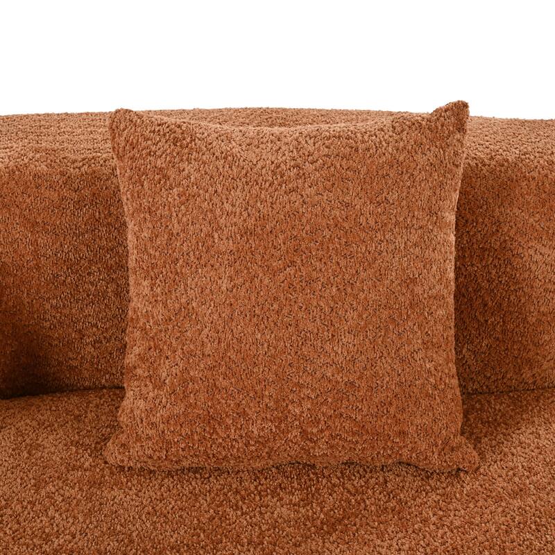 Curved Design Chenille Sectional Sofa, Modern Modular Couch with 4 Pillows, Plush Sponge and Spring Cushion, Sponge Sofa