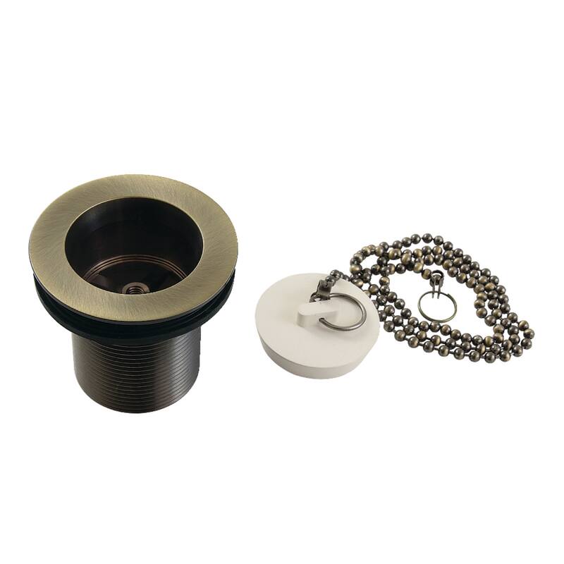Made To Match 1-1/2-Inch Chain and Stopper Tub Drain with 2-Inch Body Thread - Antique Brass