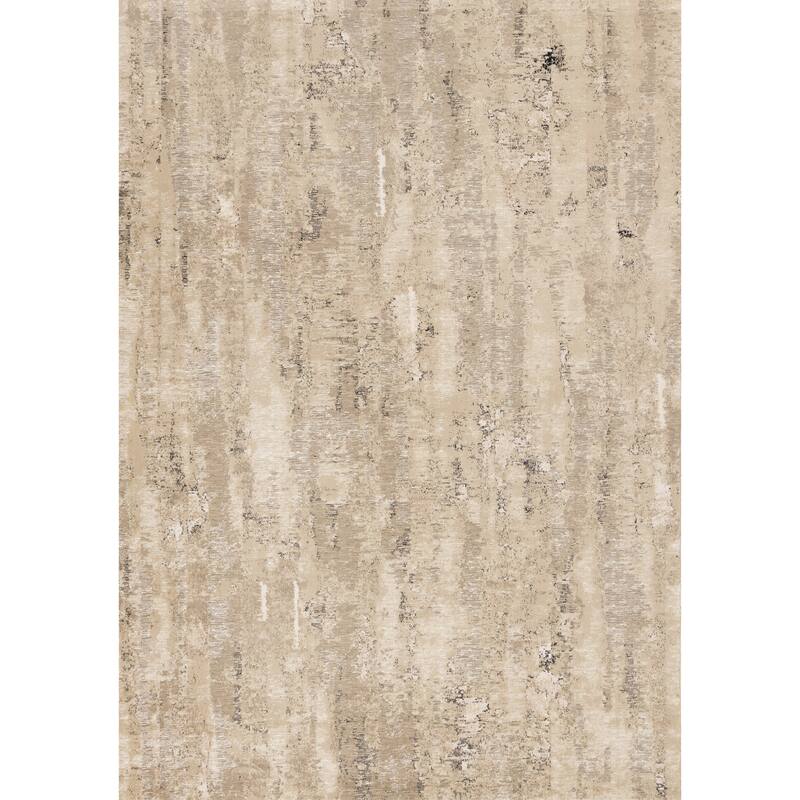 Zuri Collection - Soft Polyester Textured Beige Cream Distressed Area Rug