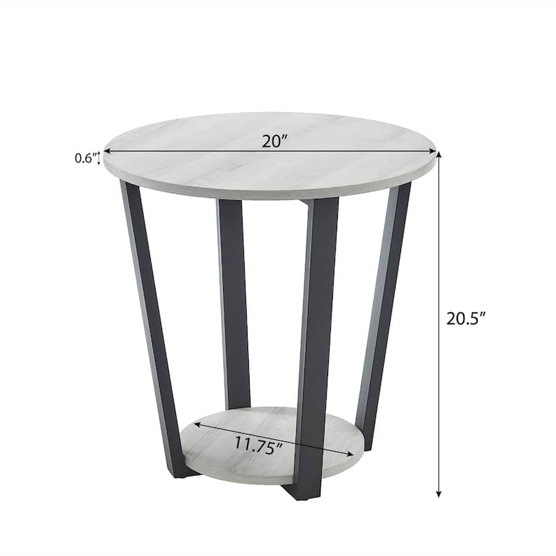 Contemporary MDF Round End Table with Shelf