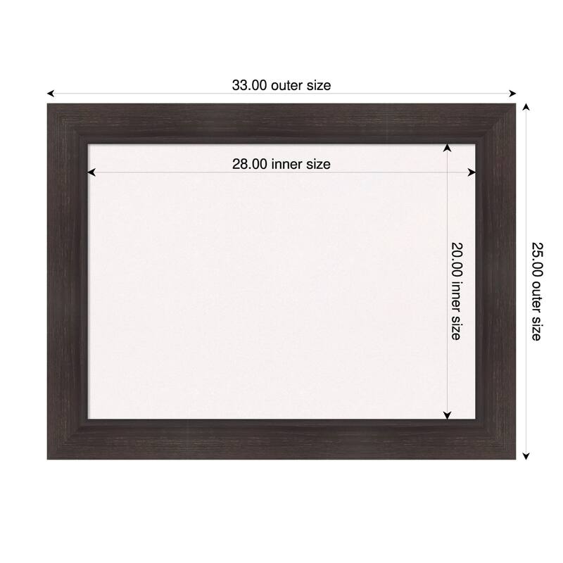 Sloped Espresso Framed Cork Board - Bulletin Board, Organization Board, Pin Board - White - 33 x 25 in