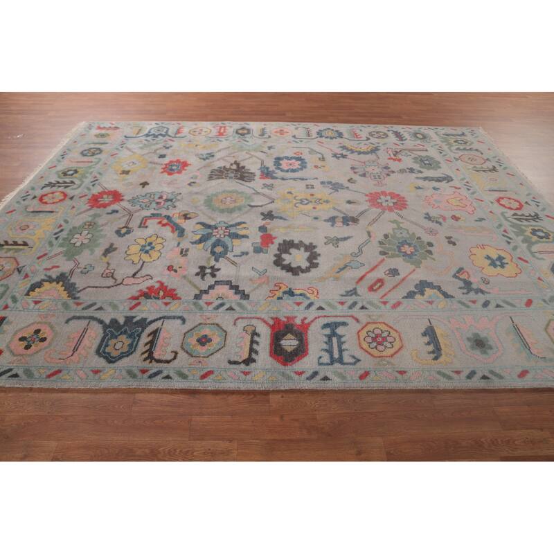 Transitional Floral Oushak Area Rug Handmade Oriental Wool Carpet - 7'11"x 10'4"