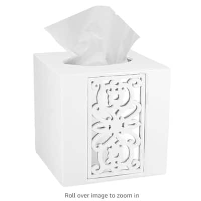 Creative Scents Mirror Janette White Square Tissue Box Cover - White