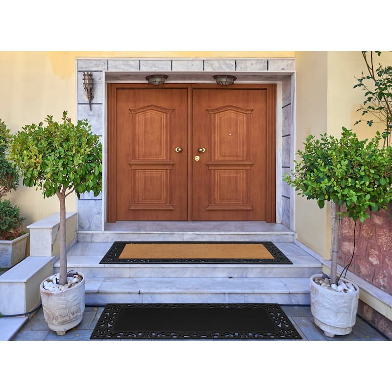 A1HC Paisley Border Heavy Duty Large Size Doormat, Double Door Doormat 2 Pack(30”X48” & 30”X60”)