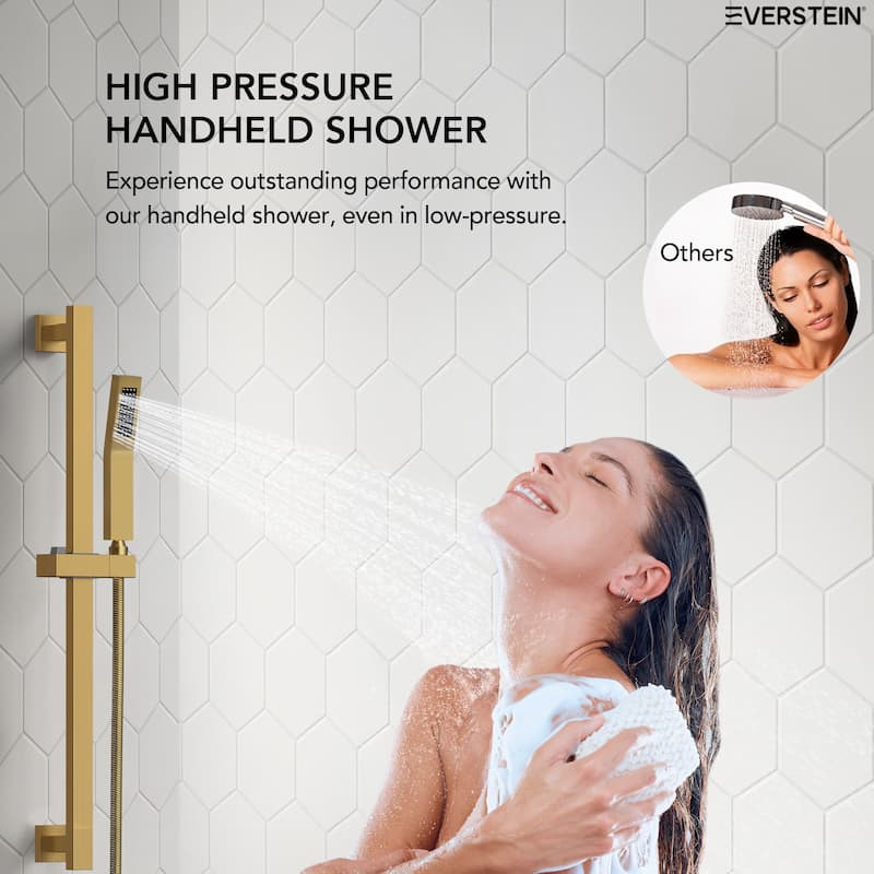 Slide Bar High-Pressure Balancing Shower System 10" Rainfall Shower Head with Handheld Shower