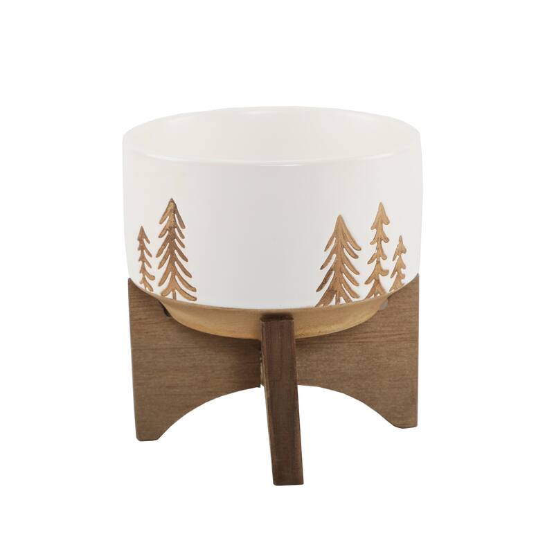4" Christmas Ceramic on Wood Stand