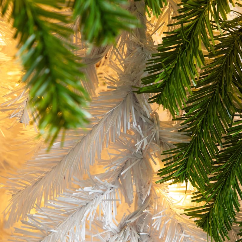 Pre-Lit Santa Hat Pine Artificial Christmas Tree - 7’ - Warm White LED Lights - 7 Foot