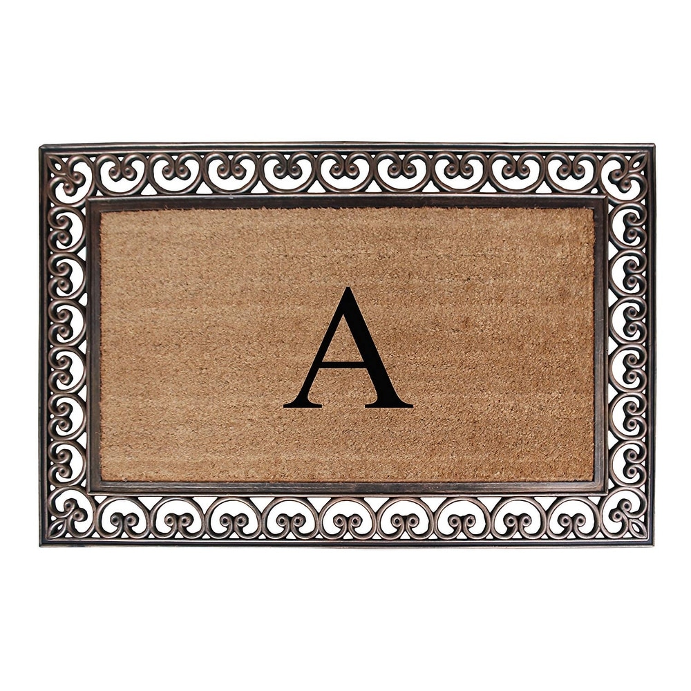 A1 Home Collections Rubber Coir Classic Paisley Border Monogrammed Welcome Entrance Doormat