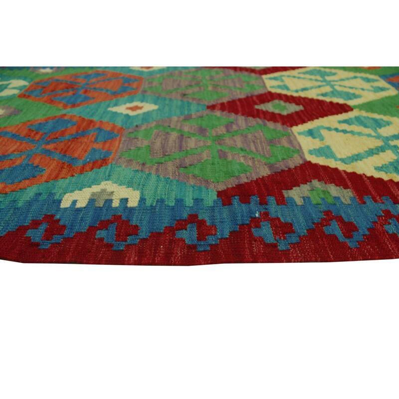 Hand-Woven Sangat Kilim Clair Red/Blue Runner - 2'9" x 9'7"