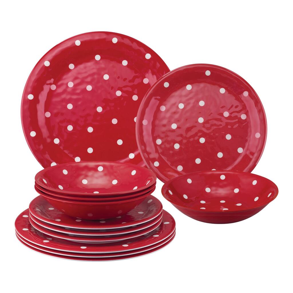 UPware 12-Piece Melamine Dinnerware Set, Includes Dinner Plates, Salad ...
