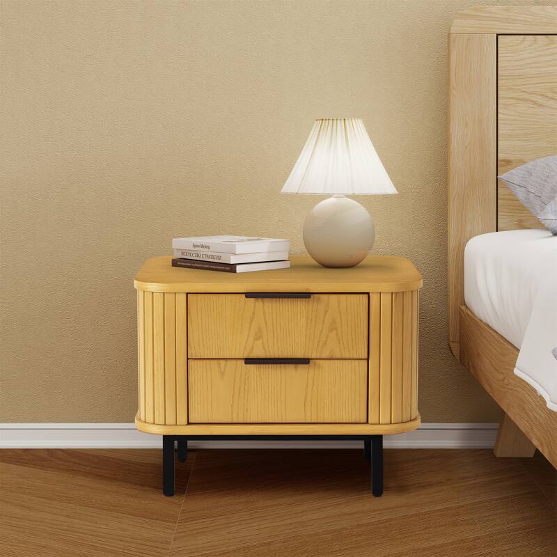 Wood Nightstand with 2 Drawers