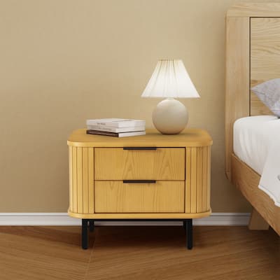 Wood Nightstand with 2 Drawers