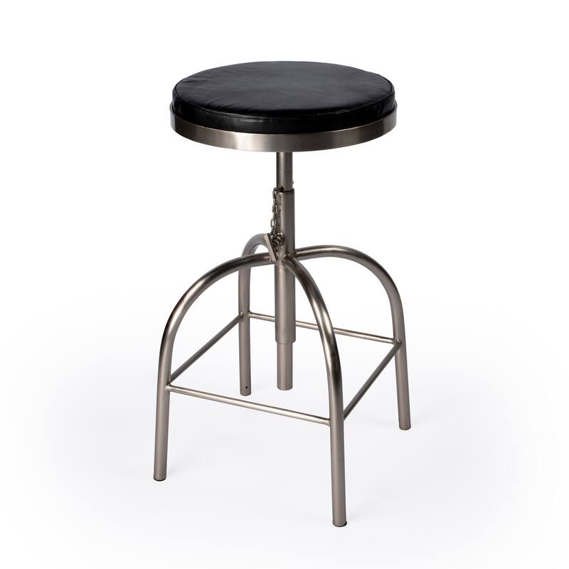 Clyde Black Leather Adjustable Bar Stool