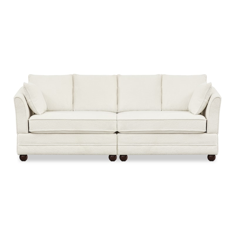 82" Modern Chenille Upholstered Sofa,3-Seater Sofa, Loveseat Sofa, Deep Seat Sofa Set For Living Room,Bedroom,Beige/Blue/Brown