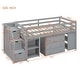 preview thumbnail 38 of 103, Modern Wooden Loft Bed with Retractable Writing Desk and 3 Drawers, Storage Stairs and Shelves