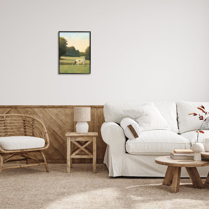 Stupell Cow Grazing in Pasture Framed Giclee Art Design by James Wiens
