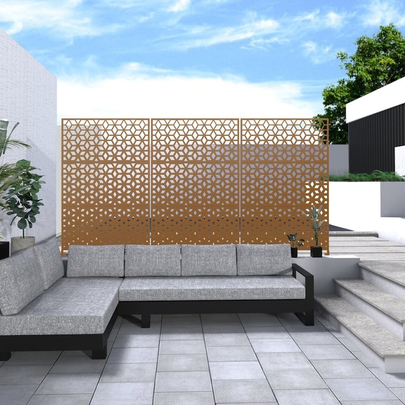 Metal Privacy Screen Wall Decoration Free Standing-6.3 ft. H X 4 ft. W