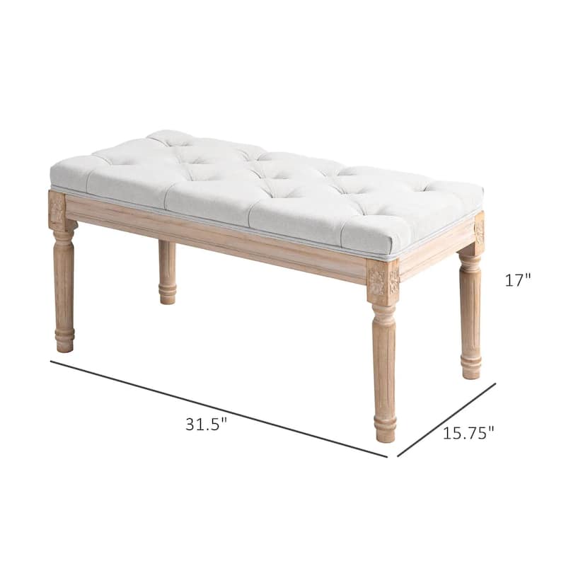 32"/64" Linen Upholstered Bedroom Bench, French End of Bed Bench
