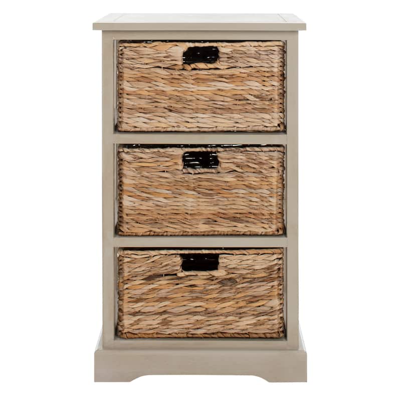 SAFAVIEH Evaline Distressed Black 3 Wicker Basket Storage Unit - 17.3" x 13.4" x 29.5" - 17Wx13Dx30H - Vintage Grey